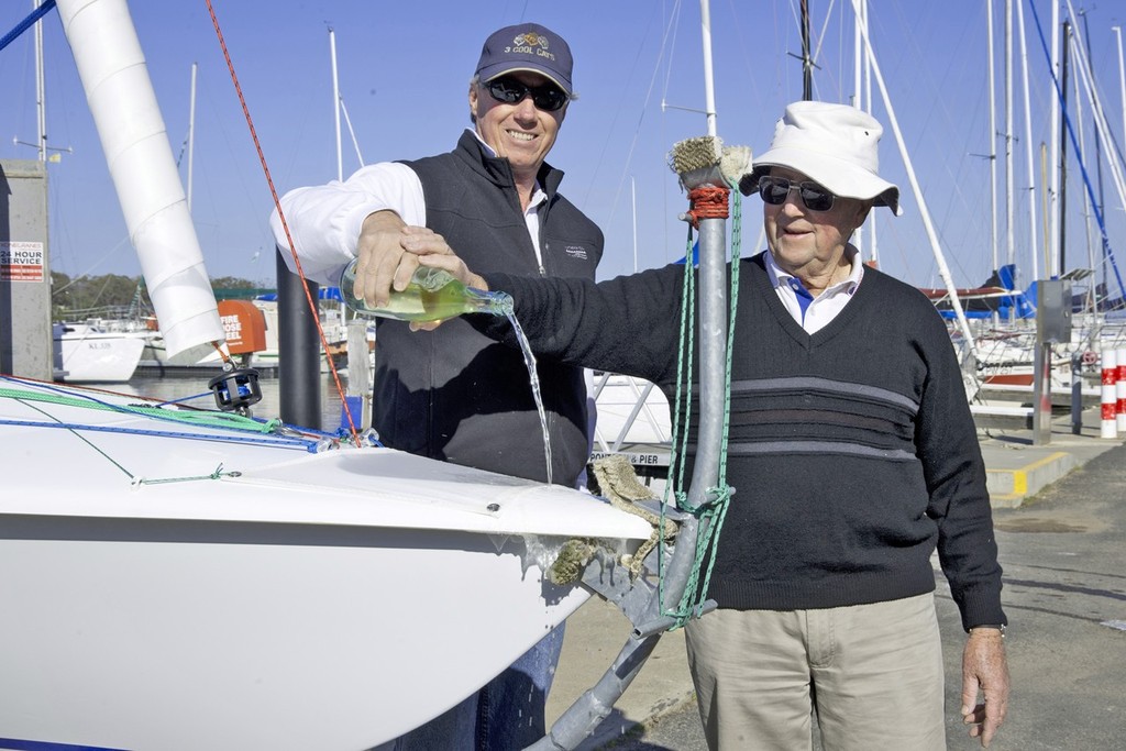 Bill Shand and David Parish christen Relience 4k - Flying Fifteens reach 4000 © David Meldrum
